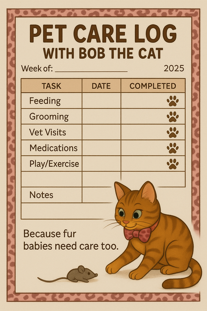 ✨ Bob the Cat Printable Planner Bundle | Self-Care, Pet Care, Business &amp; Study Organizers
