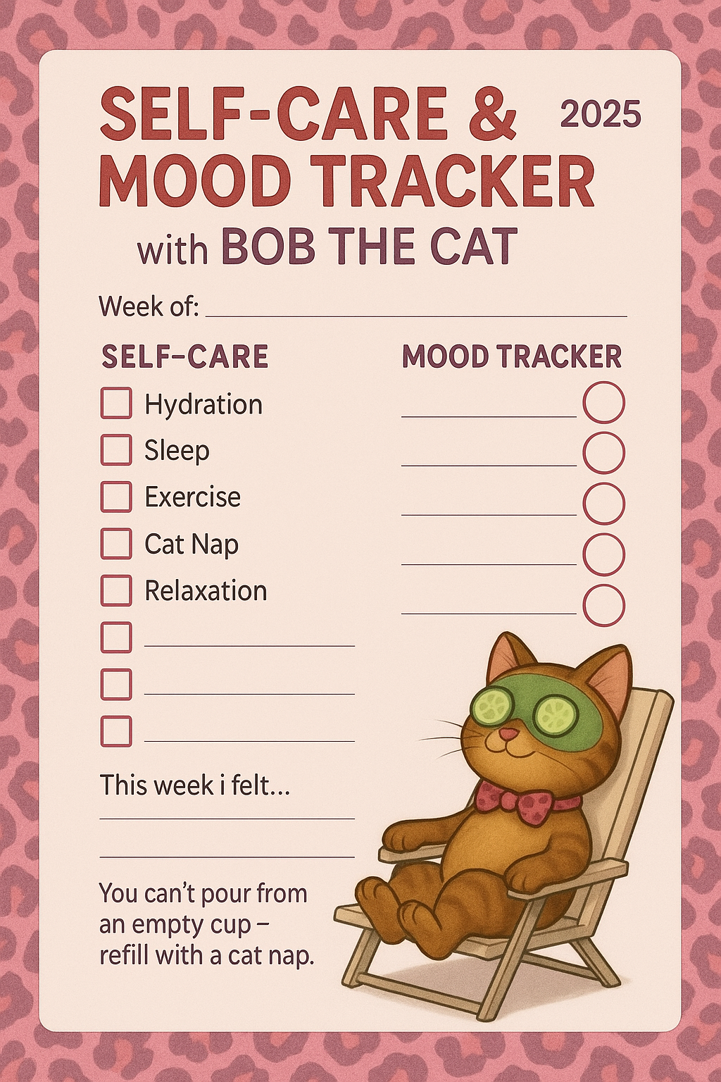 ✨ Bob the Cat Printable Planner Bundle | Self-Care, Pet Care, Business &amp; Study Organizers