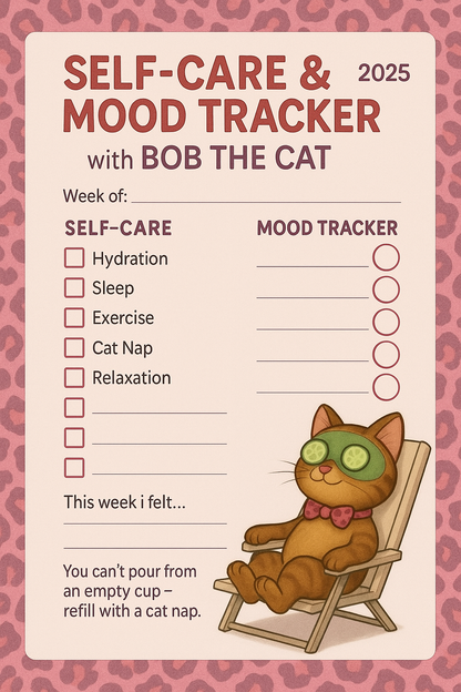 ✨ Bob the Cat Printable Planner Bundle | Self-Care, Pet Care, Business &amp; Study Organizers
