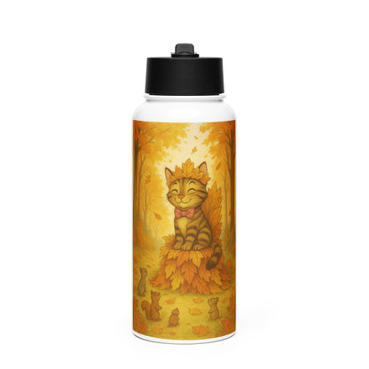 Bob the Cat Stainless steel water bottle with a straw lid