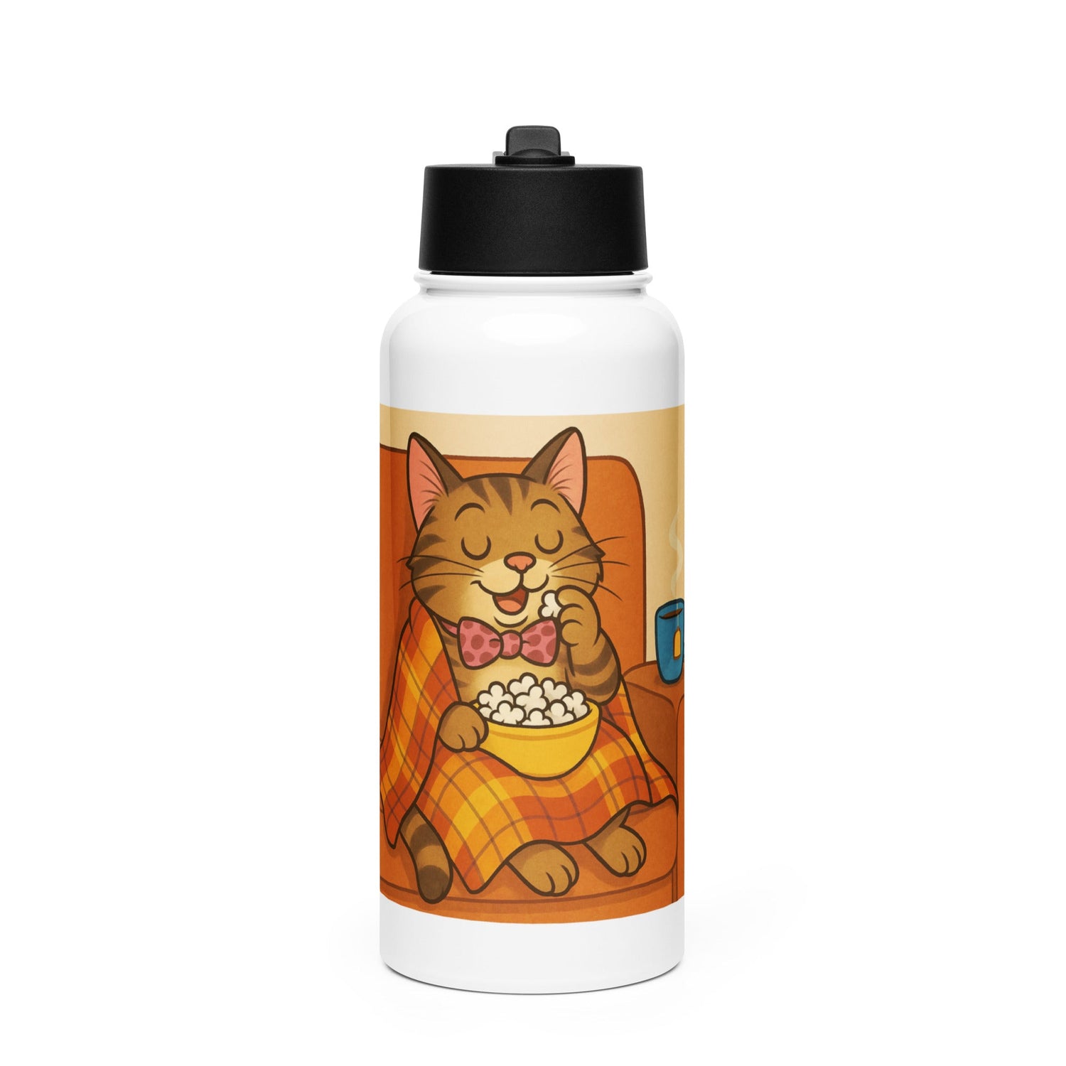 Bob the Cat Stainless steel water bottle with a straw lid