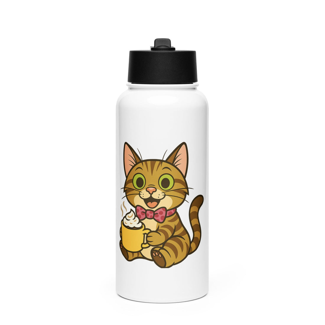 Bob the Cat Stainless steel water bottle with a straw lid
