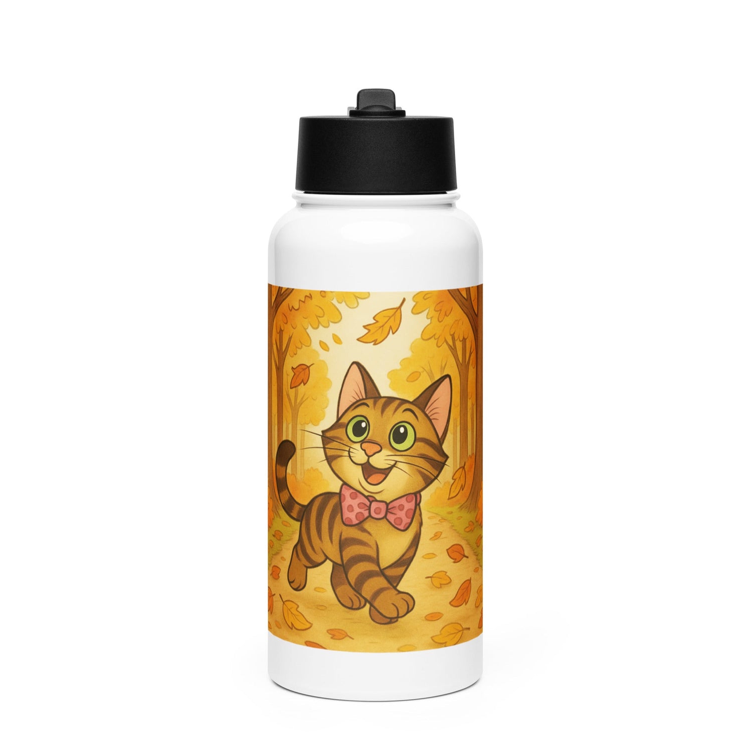 Bob the Cat Stainless steel water bottle with a straw lid