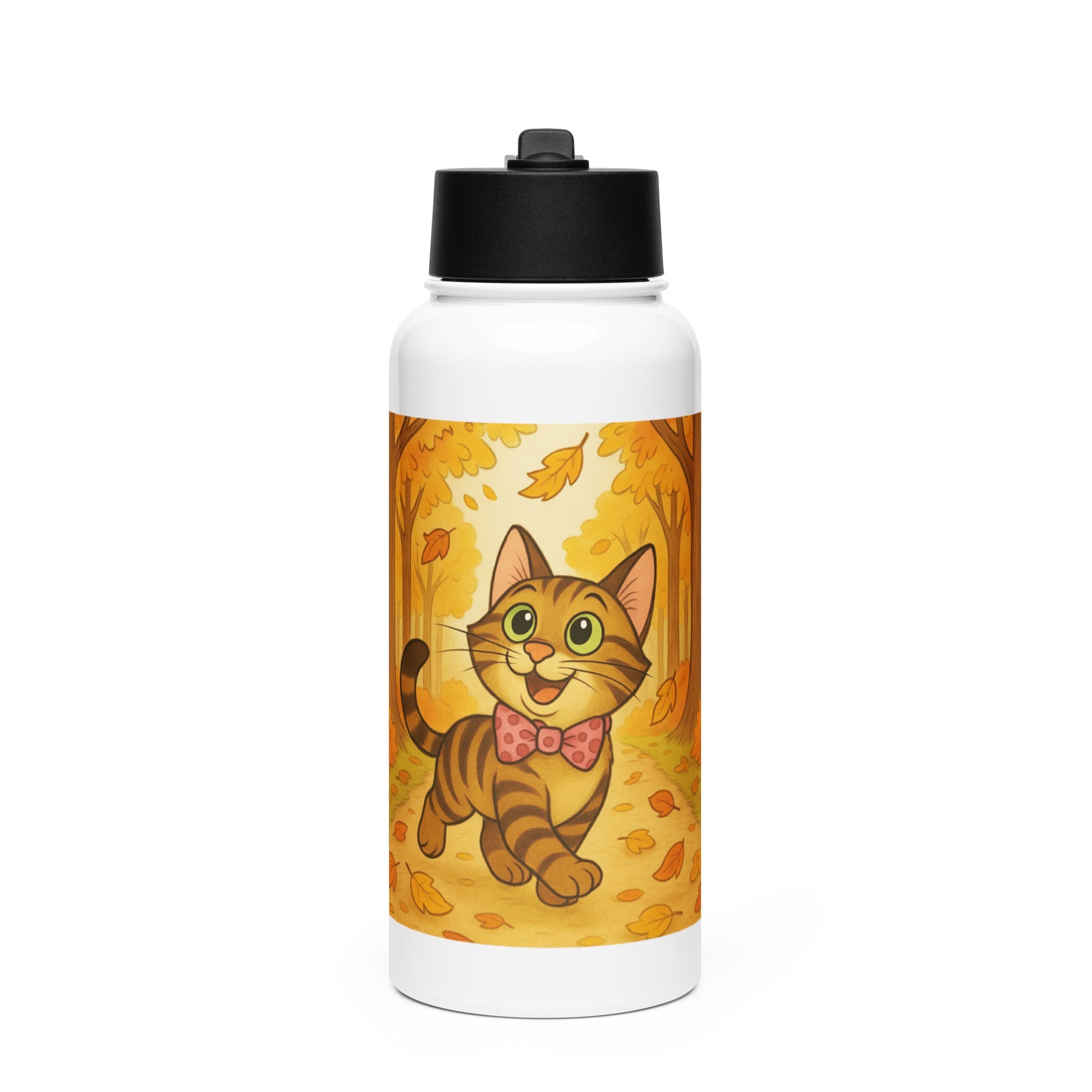 Bob the Cat Stainless steel water bottle with a straw lid