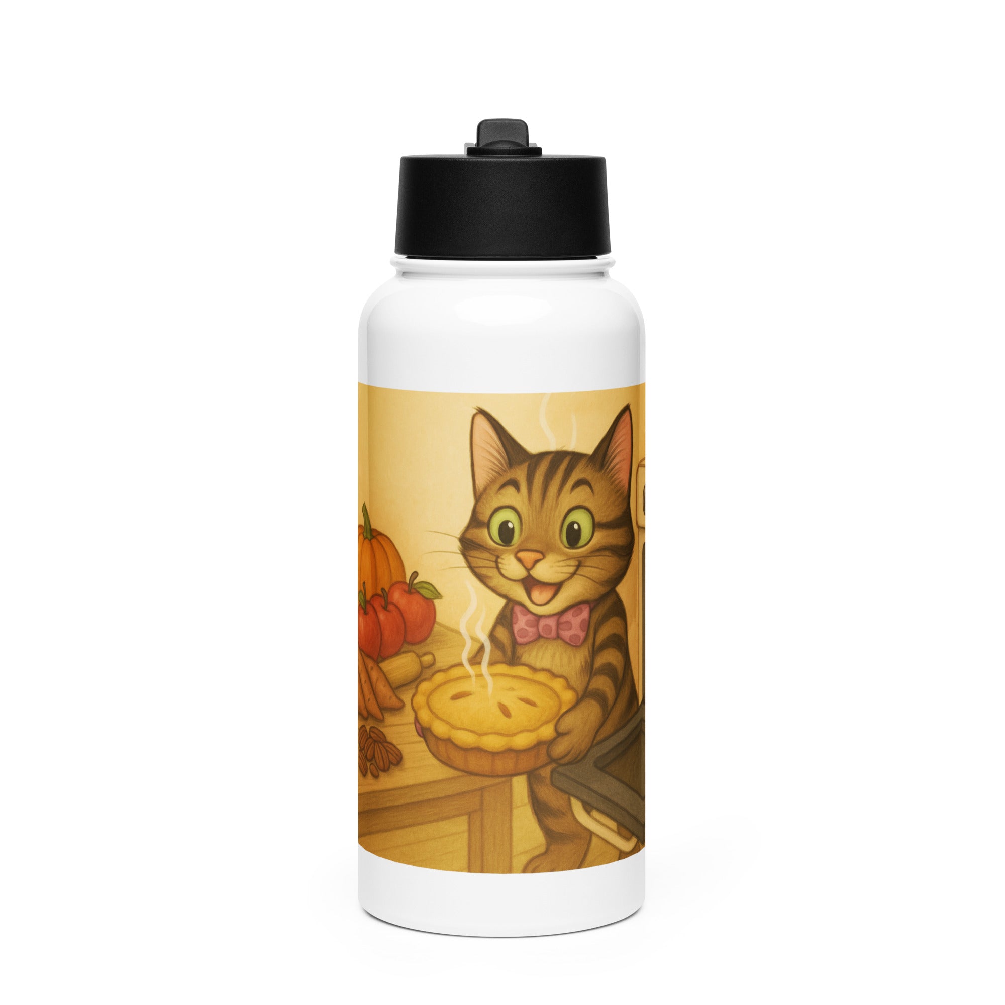 Bob the Cat Stainless steel water bottle with a straw lid
