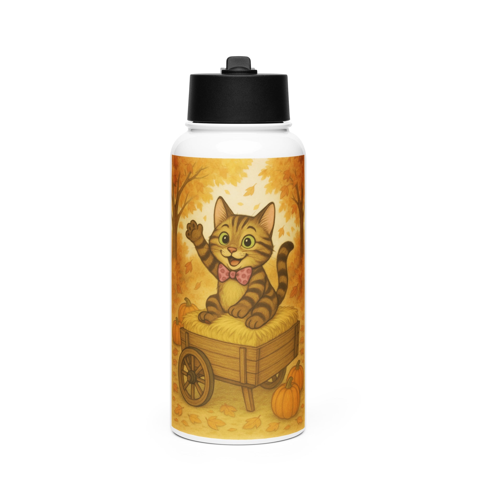 Bob the Cat Stainless steel water bottle with a straw lid