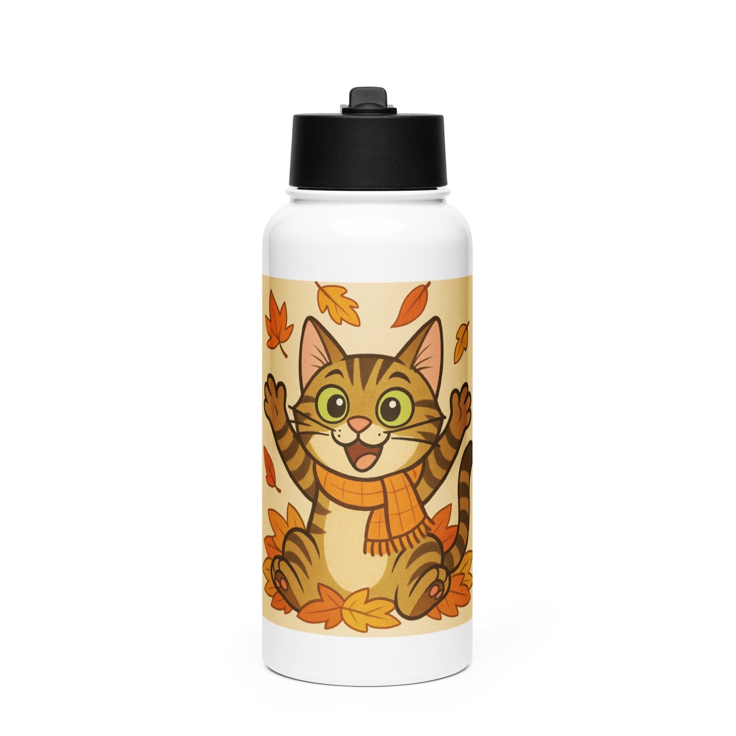 Bob the Cat Stainless steel water bottle with a straw lid
