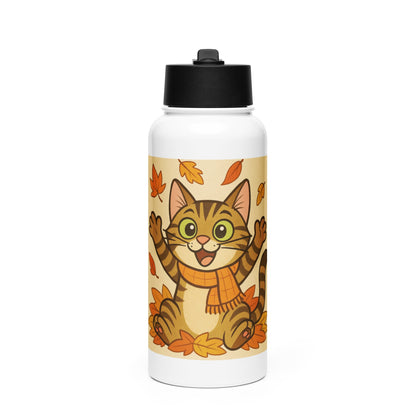 Bob the Cat Stainless steel water bottle with a straw lid